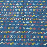 Tapis bleu à motifs berbères fait main 134x208cm