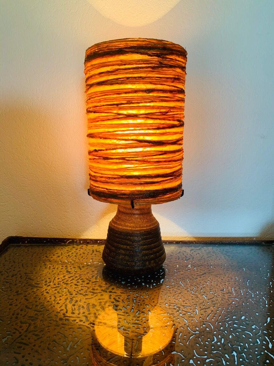 Vintage stoneware table lamp by Accolay, 70s