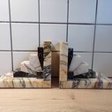 Pair of art deco marble bookends