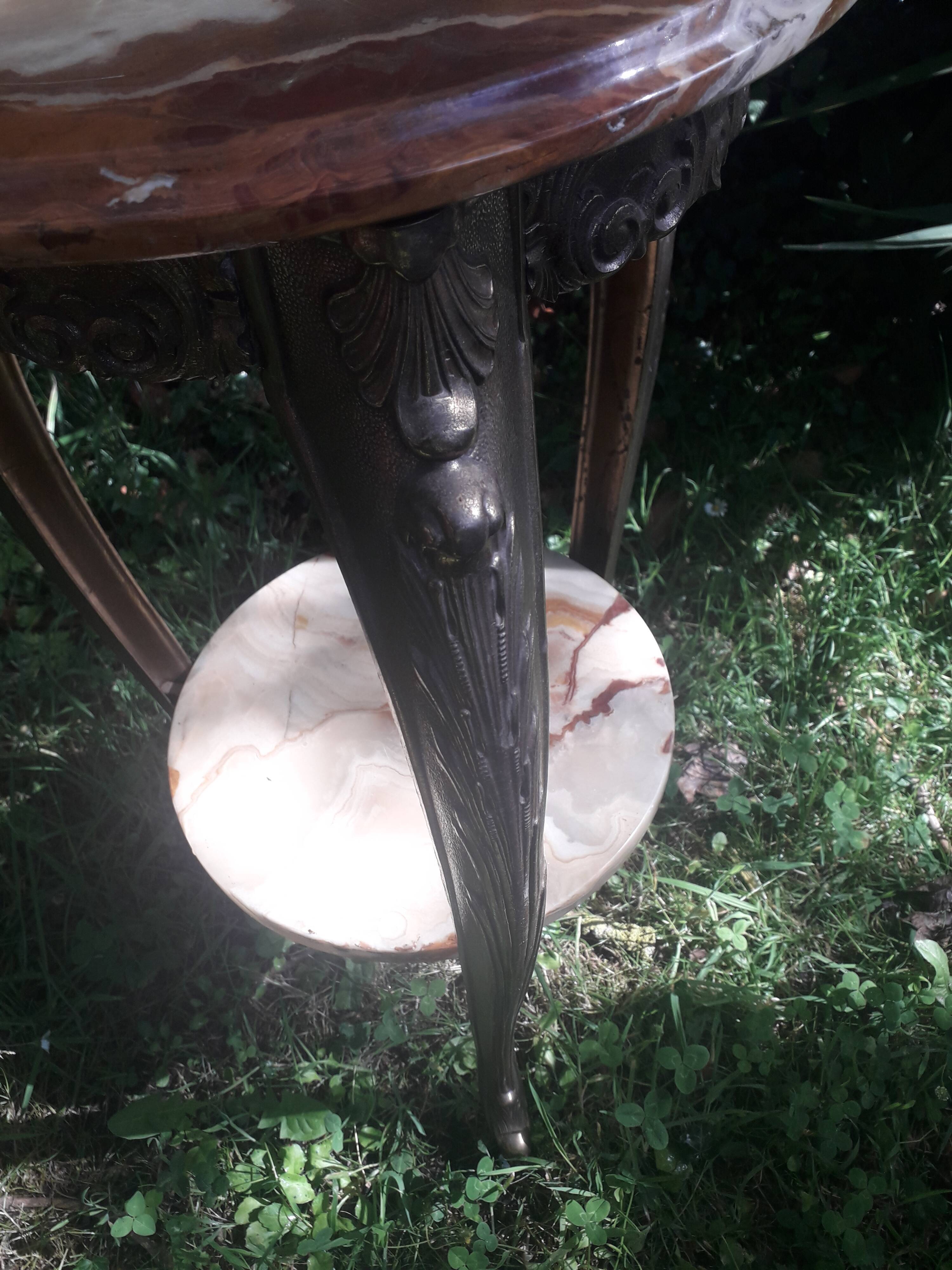 Brass and onyx side table