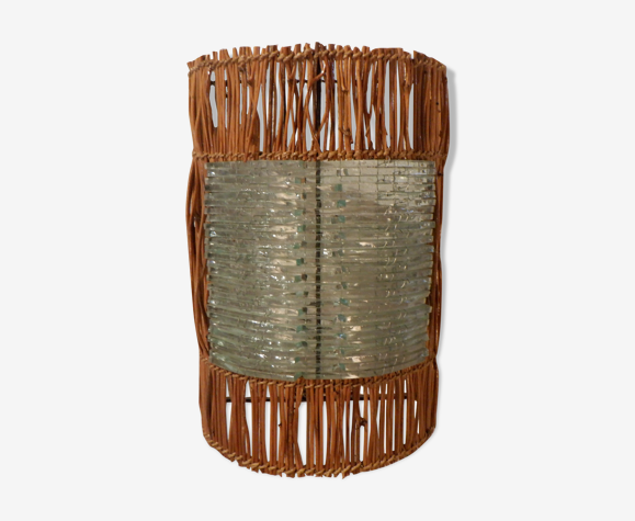 Applique en verre et rotin
