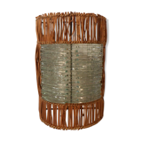 Glass and rattan sconce