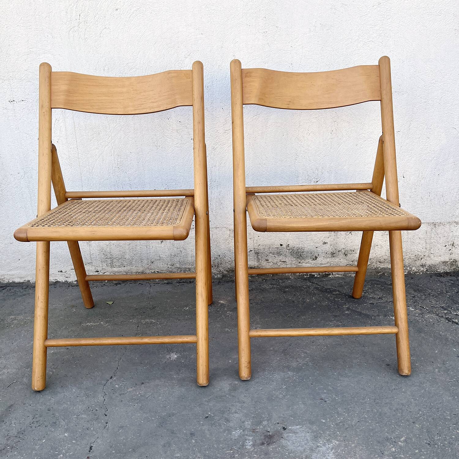 Paire de chaises pliante assise cannage
