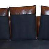 Antique Victorian leather canapé, hand-dyed, 3-4 seats.