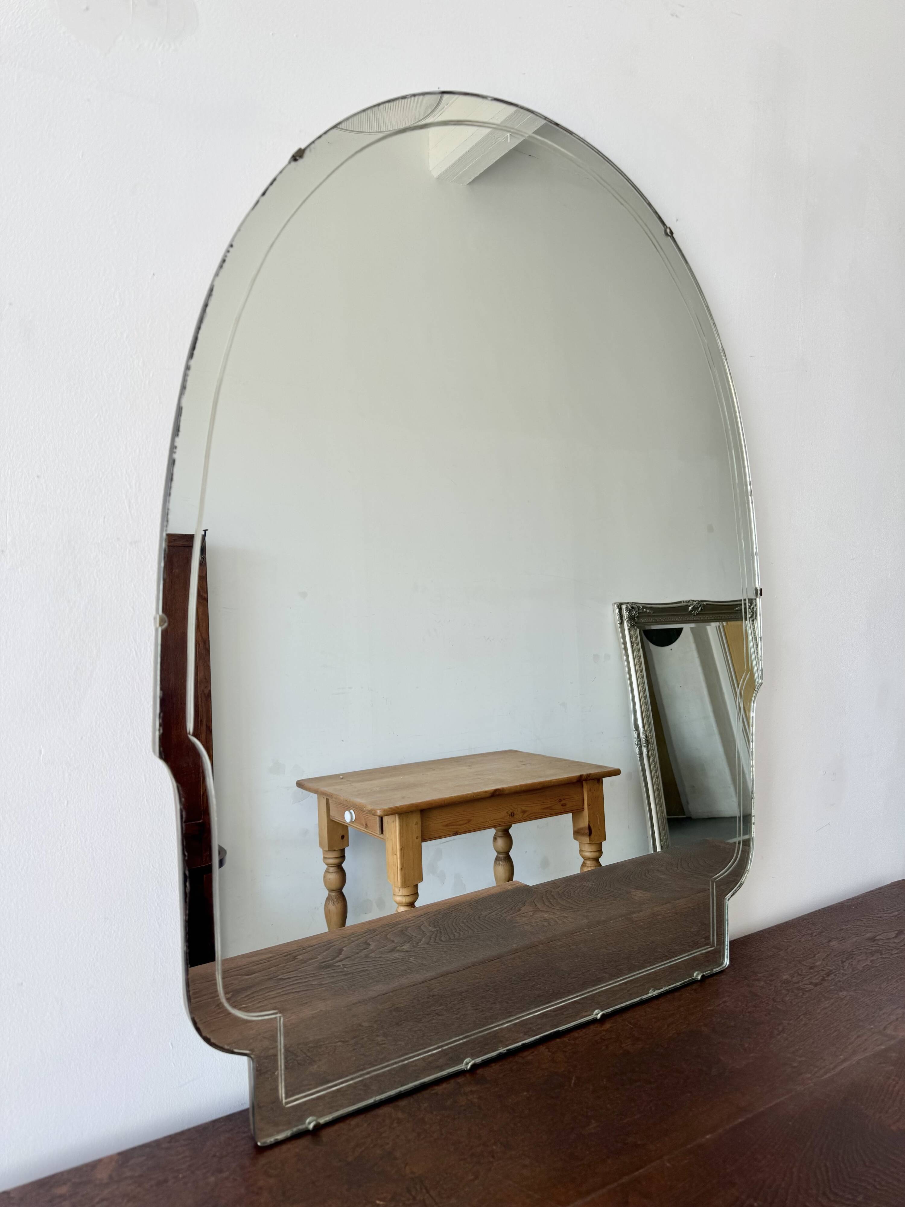 Large Vintage Mirror Frameless