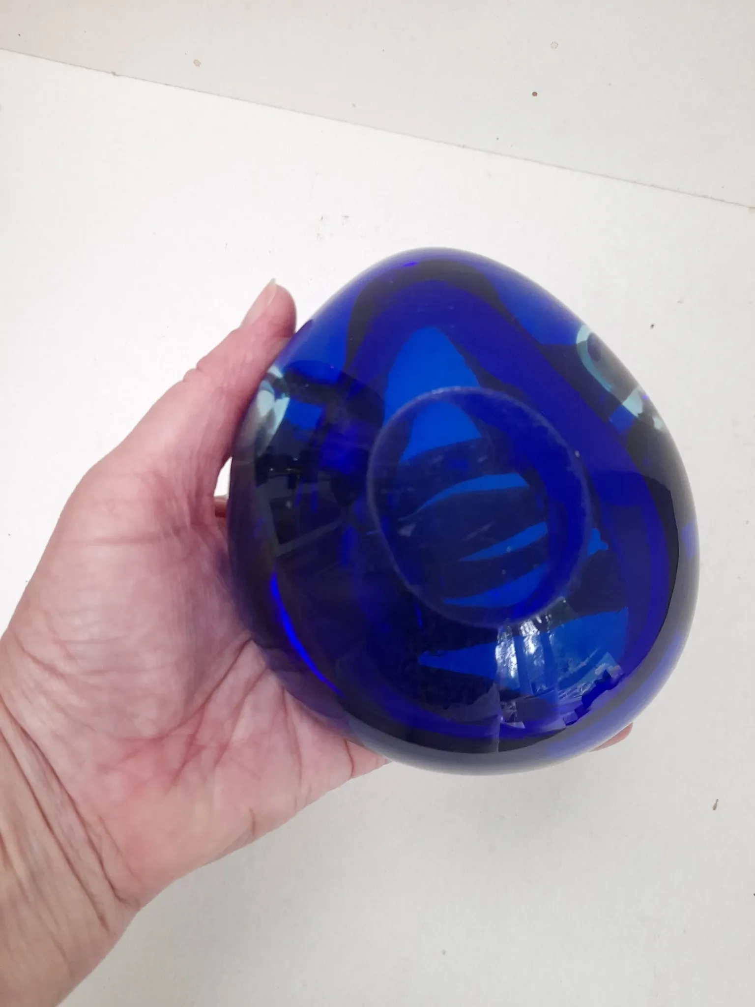 Blue Murano glass catchall.