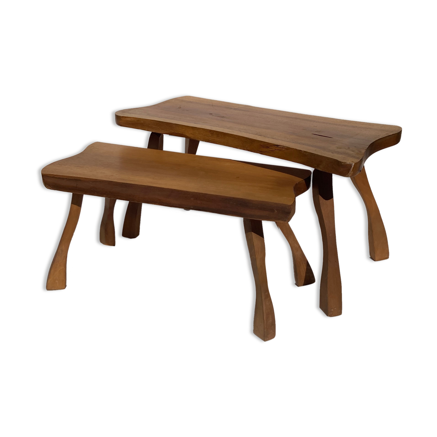 Dutch nesting tree tables Wabi Sabi brutalist style, 1960s