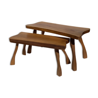 Tables gigognes hollandaises Wabi Sabi style brutaliste, années 60