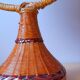Woven wicker standing mirror