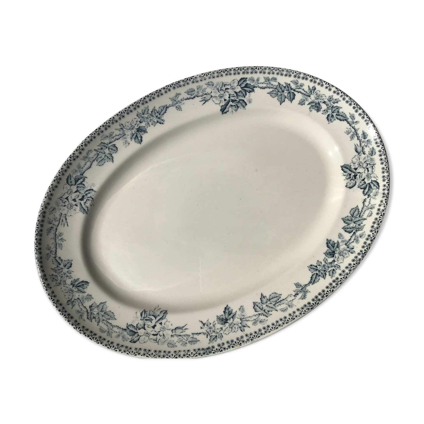 Flat dish grey blue HBCM Guadeloupe