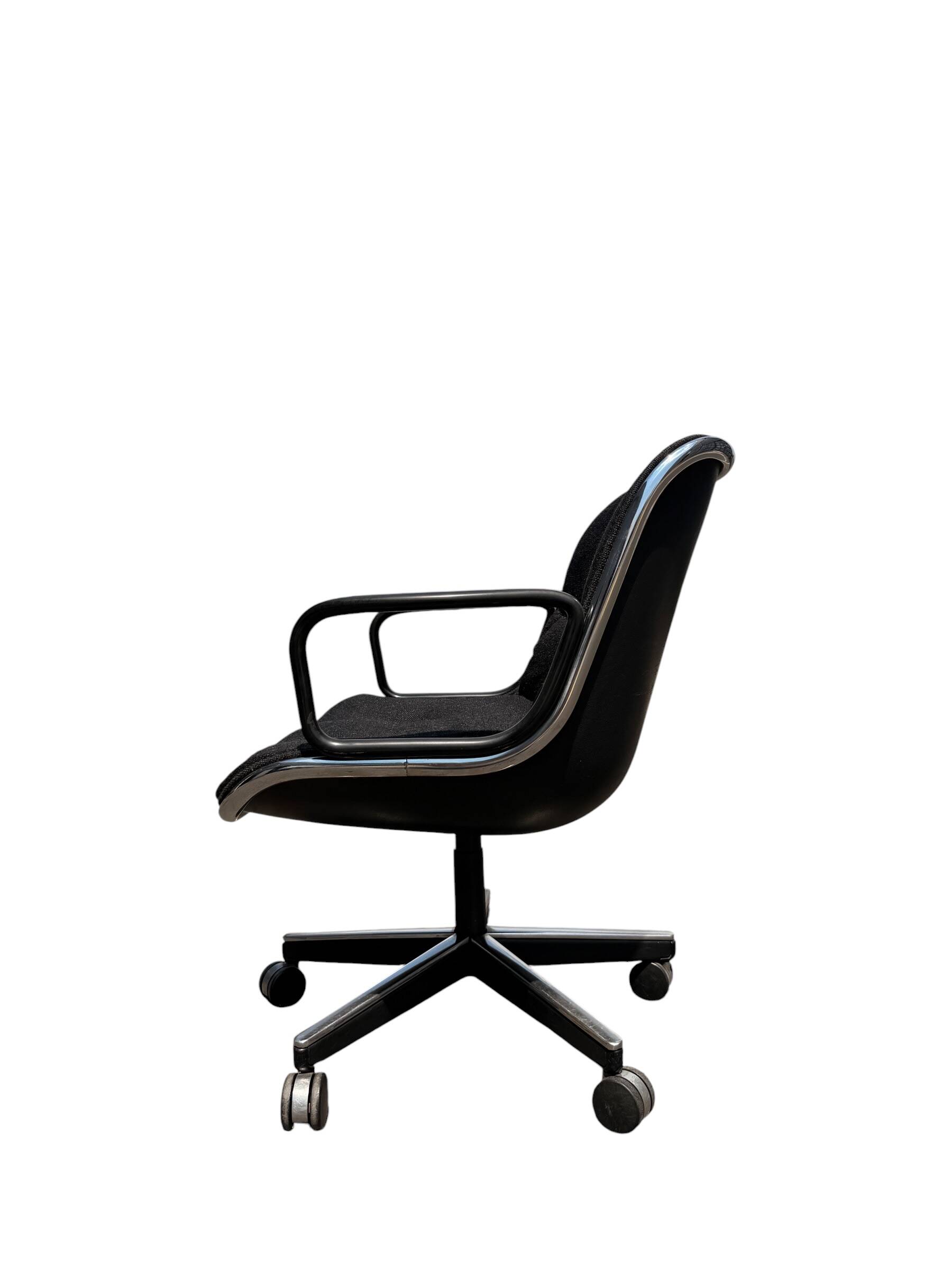 Charles Pollock Office Chair for Knoll - Grey Fabric on Wheels