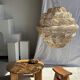 Suspension or rattan lampshade in an elongated spherical shape, layered H80 D