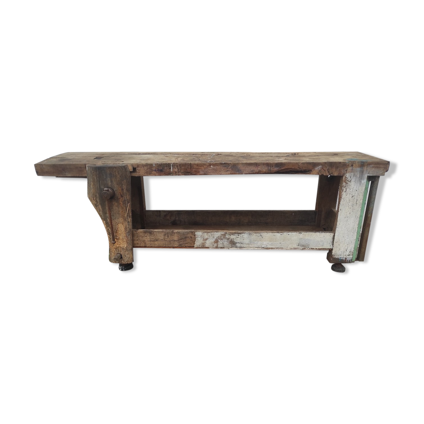 Old carpenter's workbench 2m40 in beech