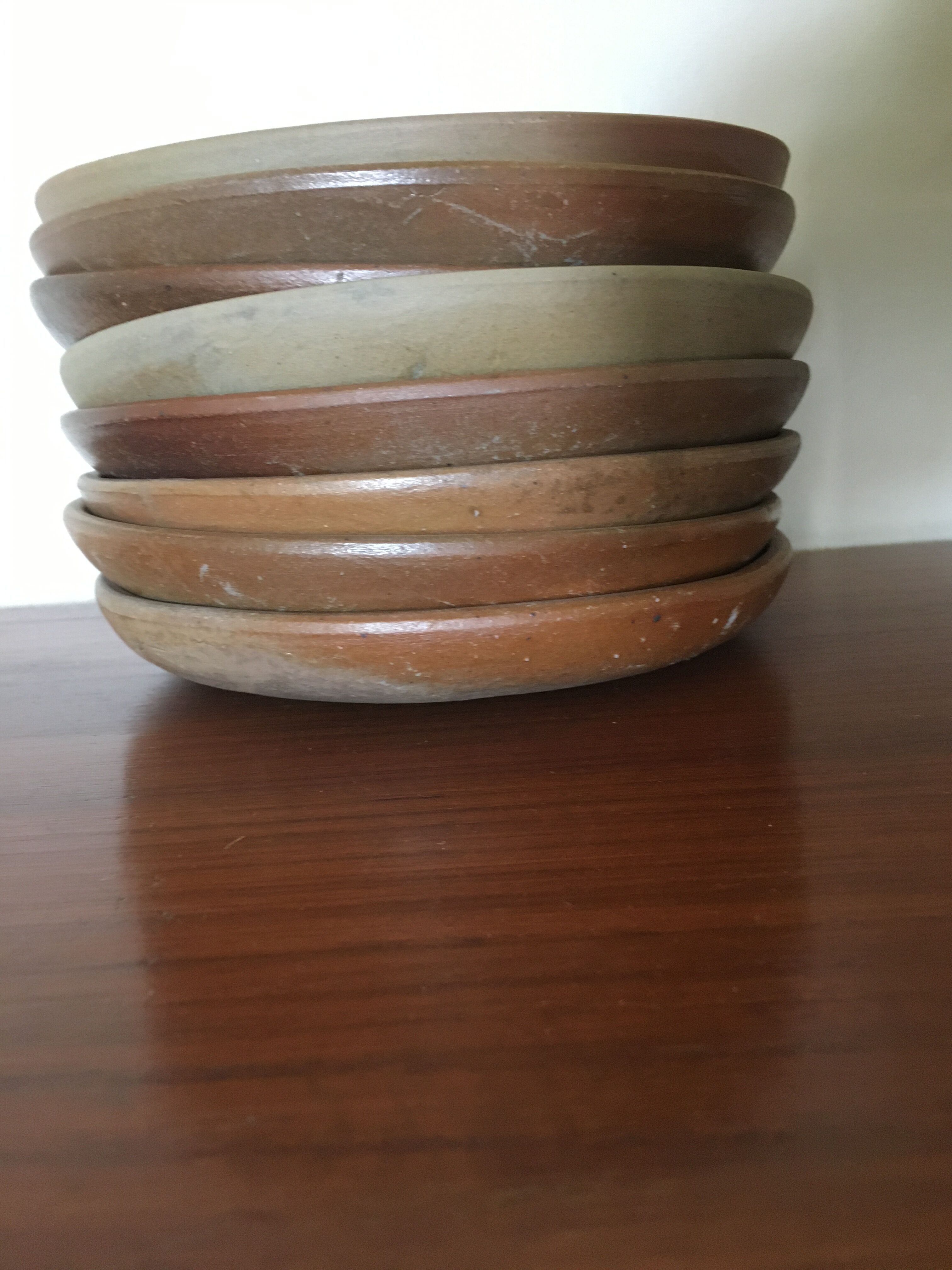 Vintage enamelled sandstone dessert plates