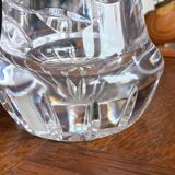 Carved solid crystal vase, floral decoration