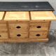 Furniture with drawers waxed pine above black top three tablets furniture of trade