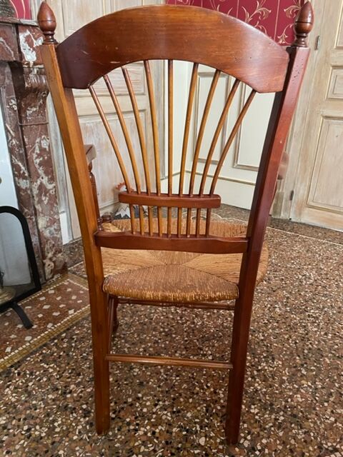 Artisanal Provencal table wrought iron base 4 chairs wreath and two armchairs gerbe Rochebobois