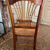 Table provençale artisanale piètement fer forgé 4 chaises gerbe et deux fauteuils gerbe Rochebobois