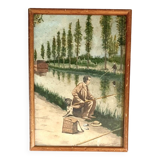 Painting from the 1900s, glass frame
