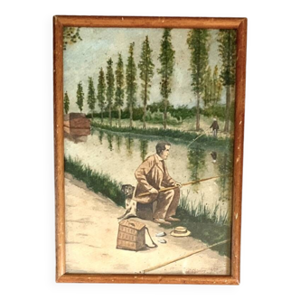 Peinture années 1900,  cadre vitré