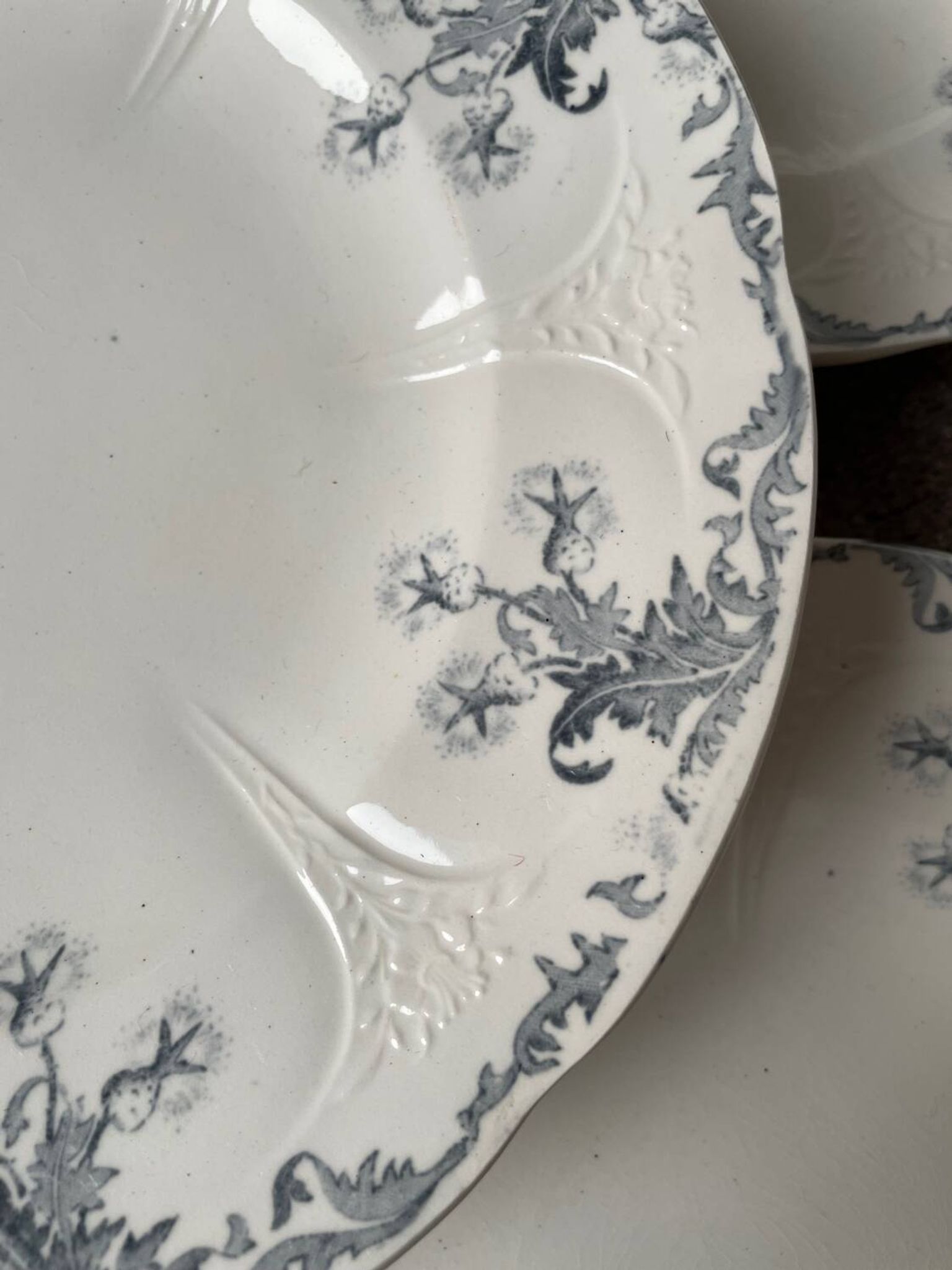 6 Flat Plates Terre de Fer Longwy Model Lorrain