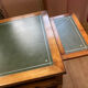 Napoleon Empire style wood and green leather desk 4 drawers 2 sliding shelves