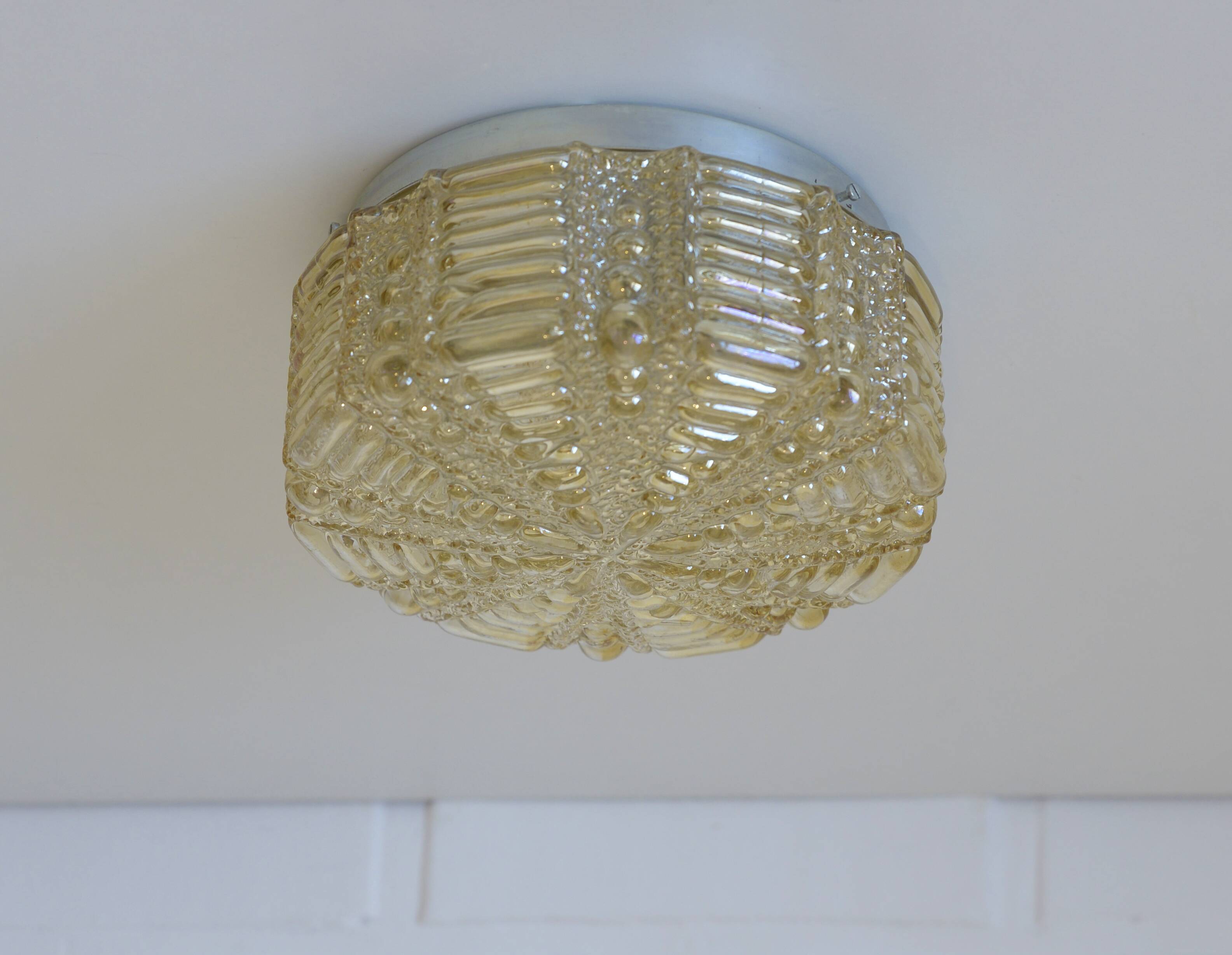 Pair of Wall Sconces / Vintage Ceiling Light / Flush Mount Fixtures 1970's
