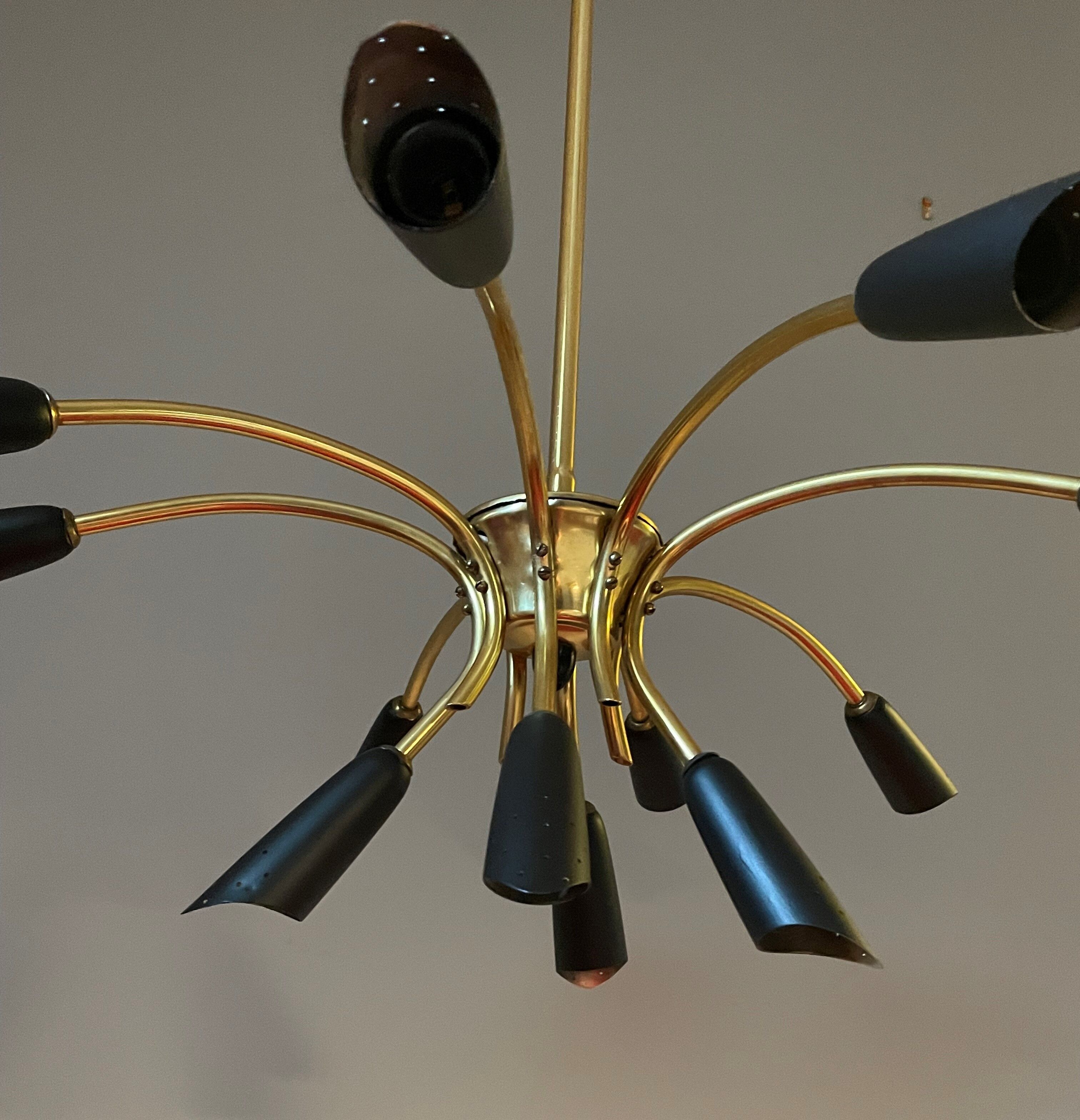 Sputnik brass chandelier