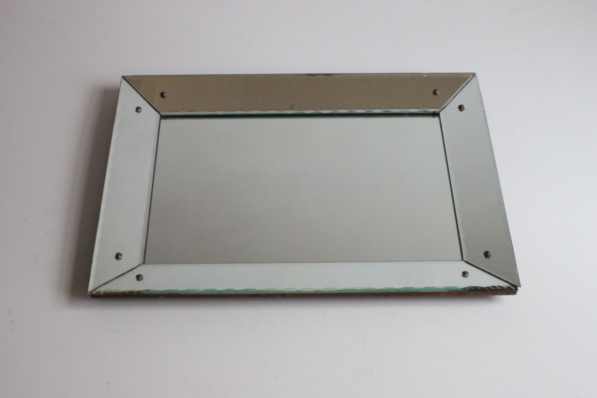 Art Deco box mirror with scalloped edges France 1930s