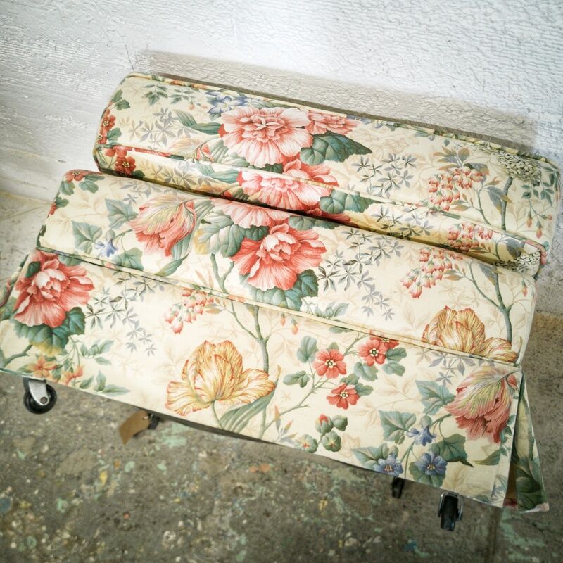 Vintage floral ottoman