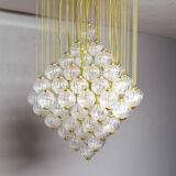 Venini mid century italian flushmount murano glass bubbles and brass chandelier