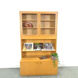 Tall LP display cabinet with glass doors and magazine shelf from Sweden