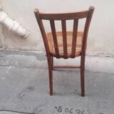 Chaise bistrot en bois et cannage