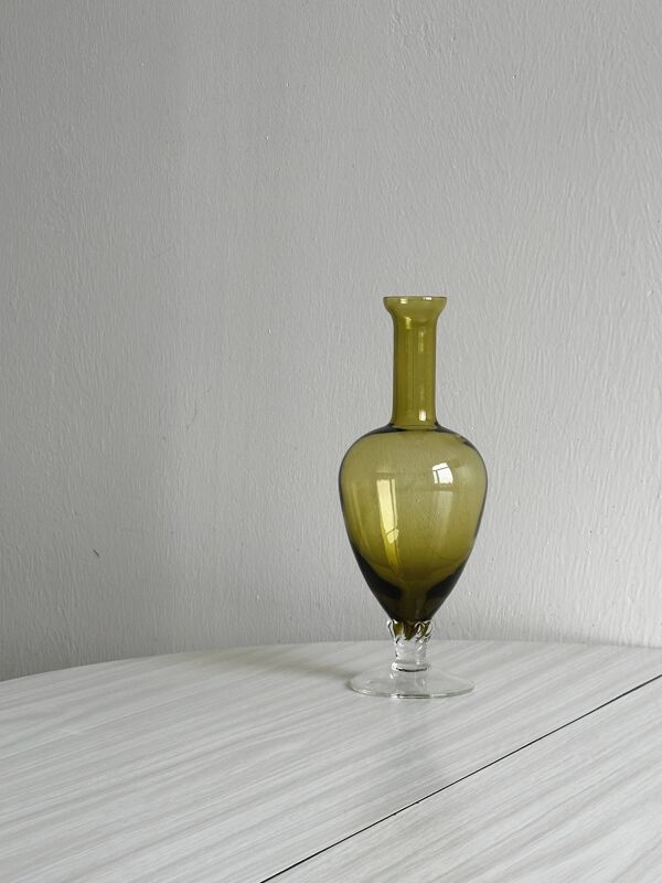 Vase soliflore vintage en verre jaune