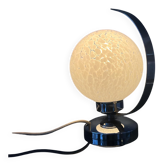Vintage chrome table lamp with glass shade