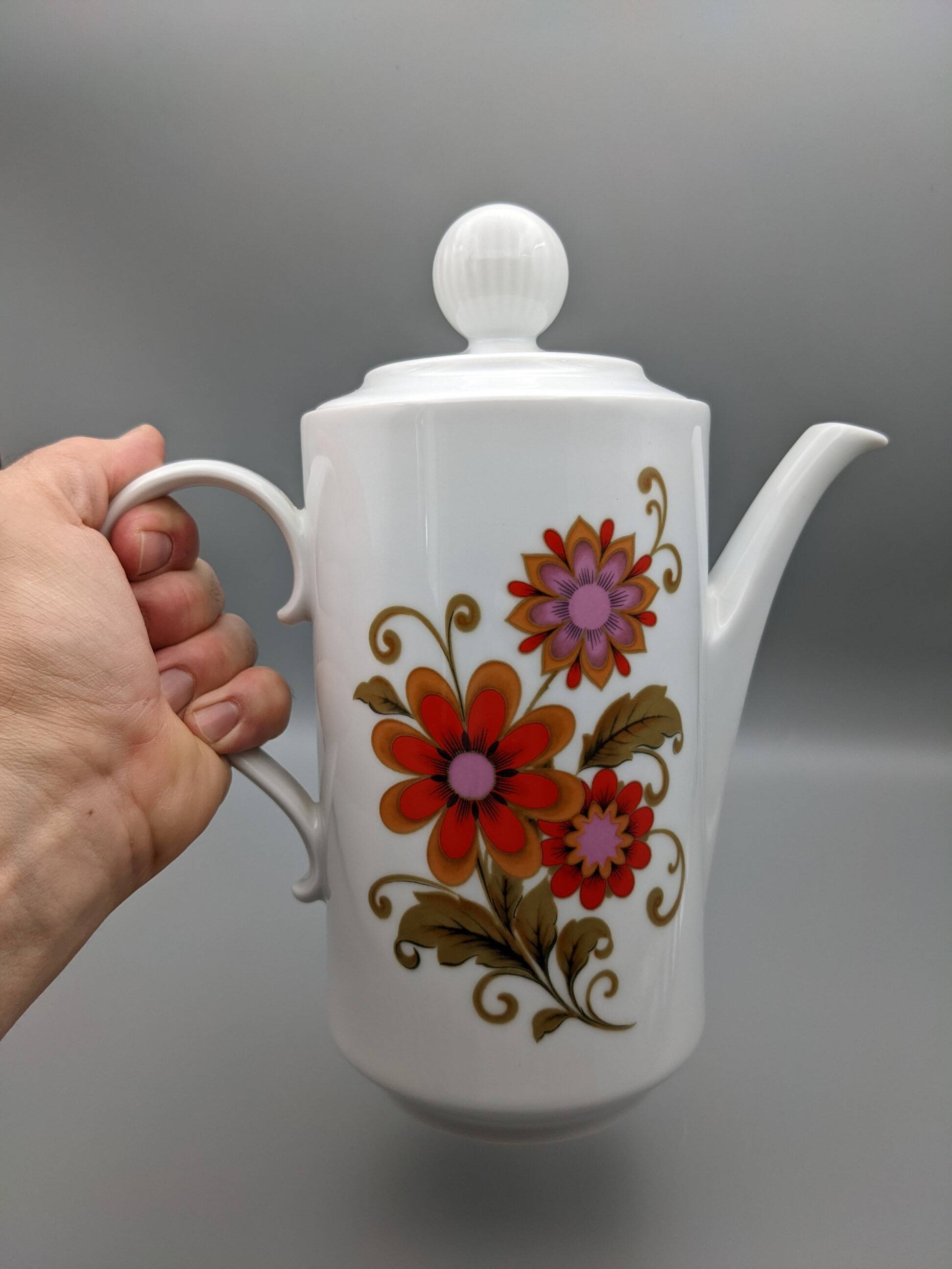 Théière cafetière blanche décor floral vintage winterling bavaria