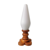 Lampe de table en bois avec calice en verre, 1970