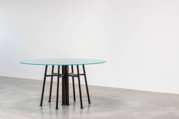 Table à manger ronde géométrique avant-gardiste allemande 1980