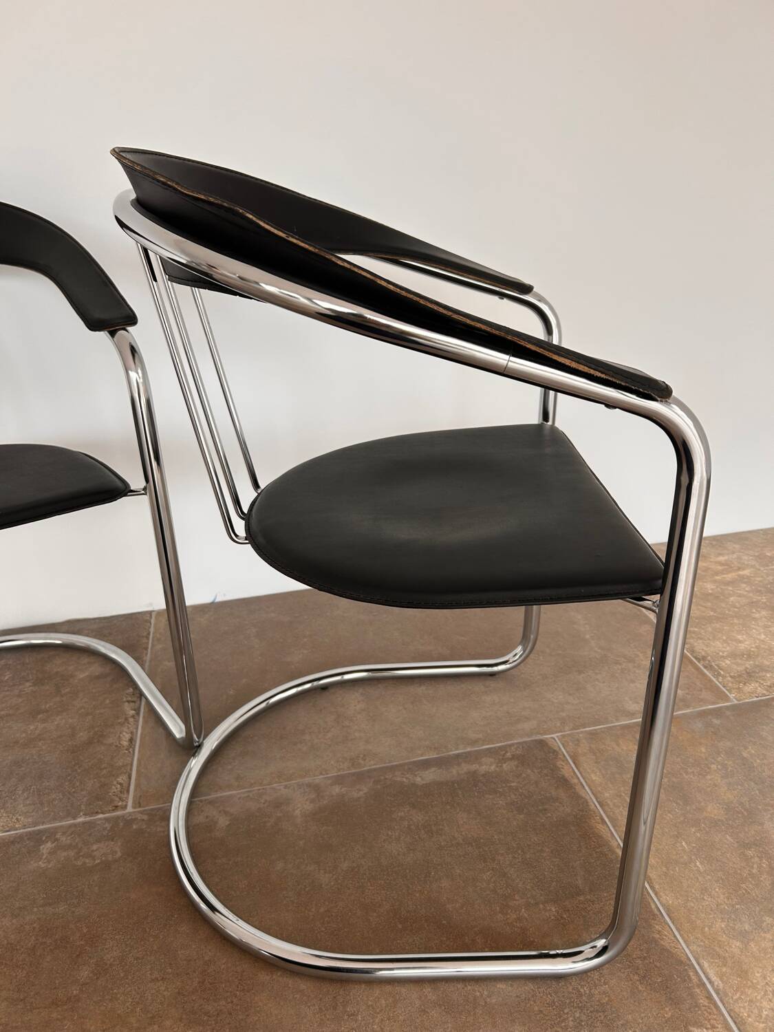 Chaises de bureau arrben italie années 70 chrome