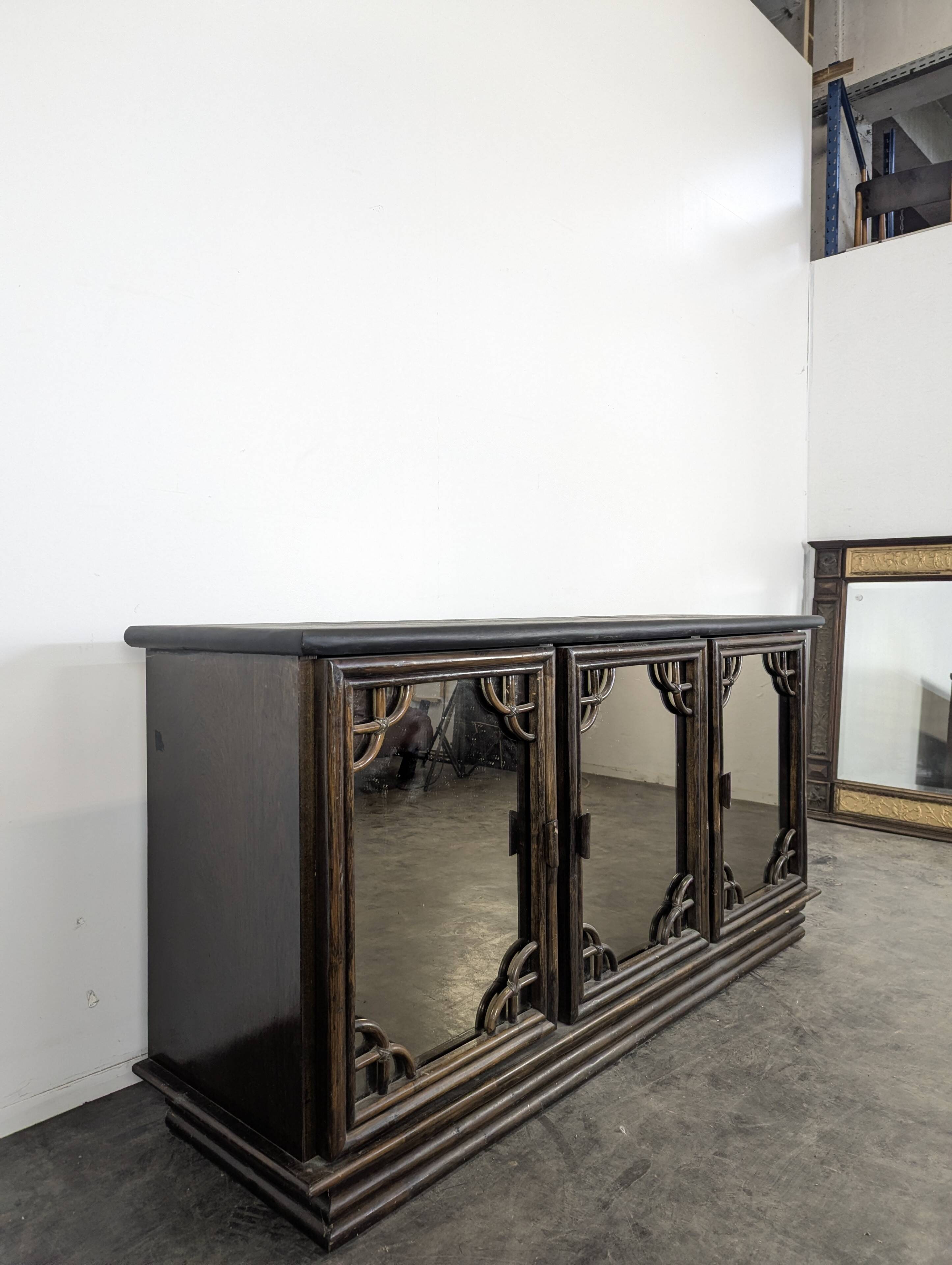 Rochebobois enfilade from the 1980s in a bamboo style.