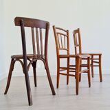 Mismatched wooden bistro chairs