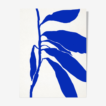 Illustration botanique en bleu 50x70cm