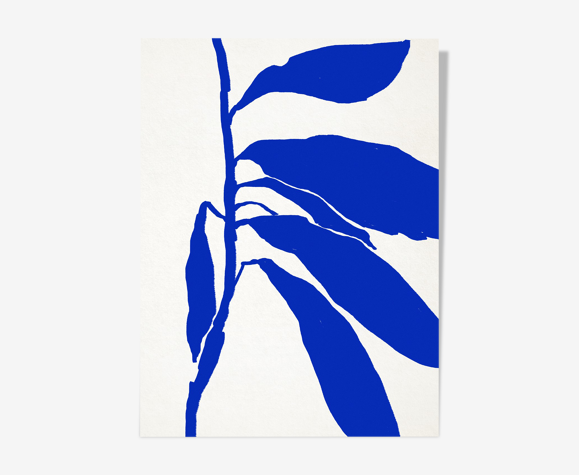 Illustration botanique en bleu 50x70cm