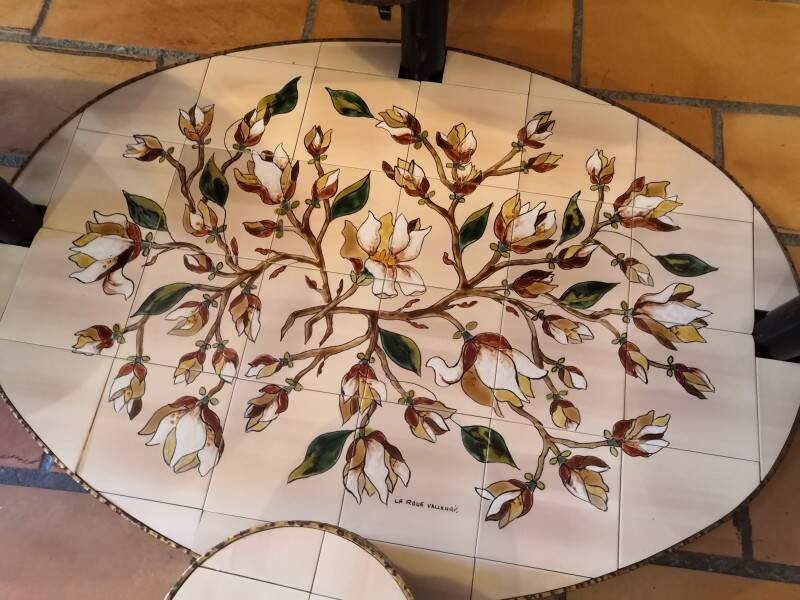 Georges Pelletier Vallauris La Roue Magnolias Vintage Coffee Table