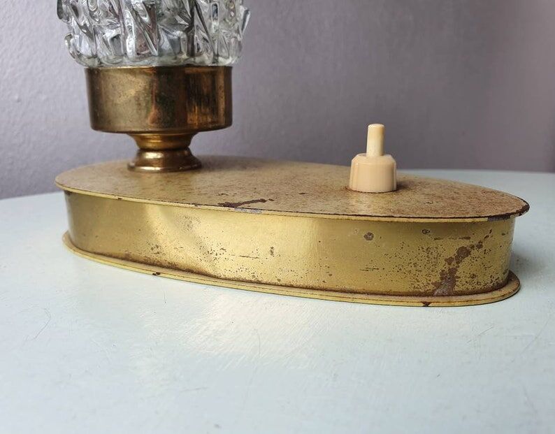 Brass night light with glass lampshade 30s
