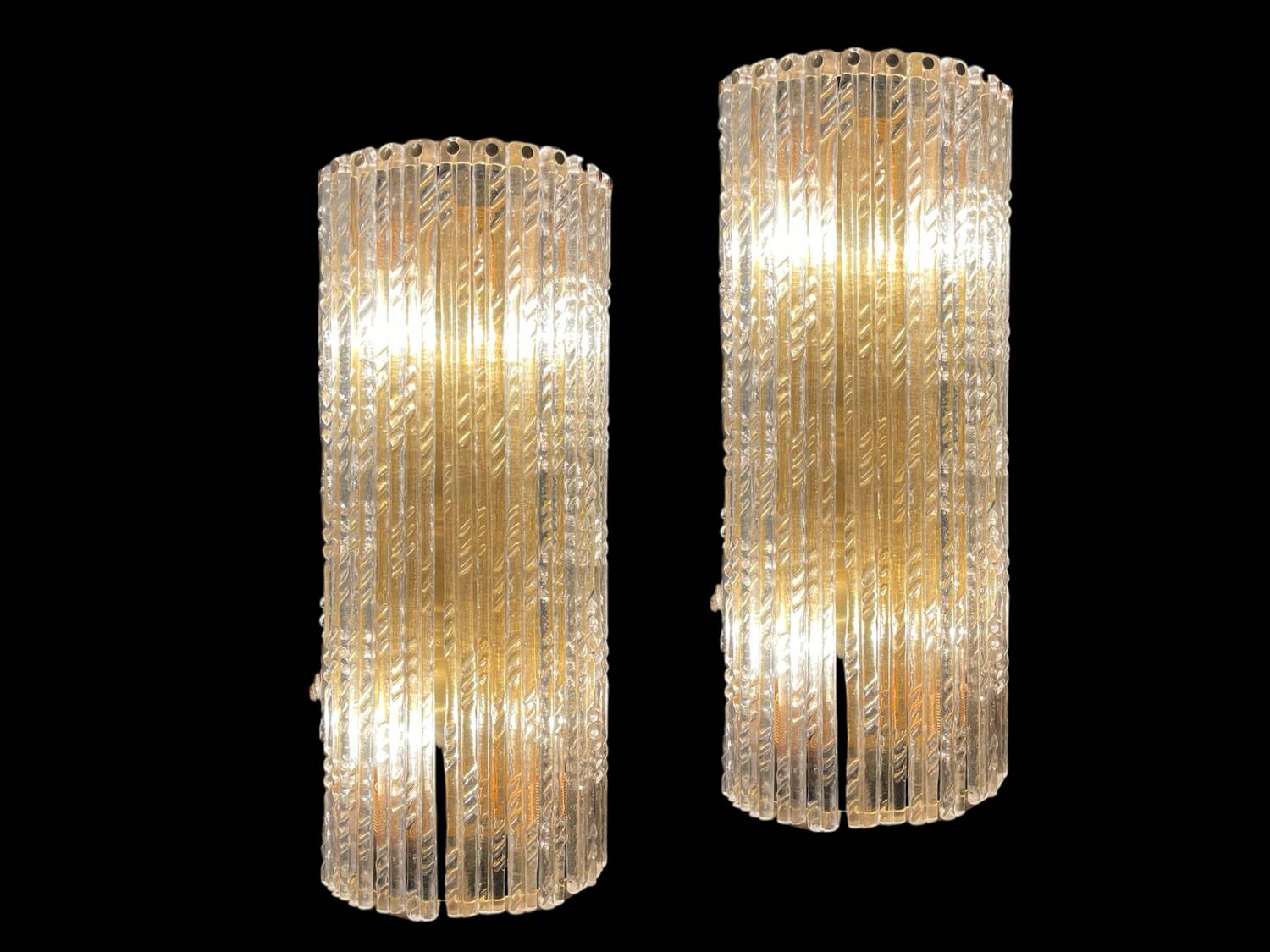 Lot de 2 appliques extra larges en verre de Murano et laiton