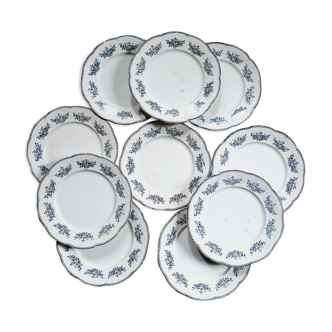 Lot 10 assiettes plates Badonviller modèle Richelieu