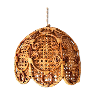 Vintage wicker chandelier and cannage