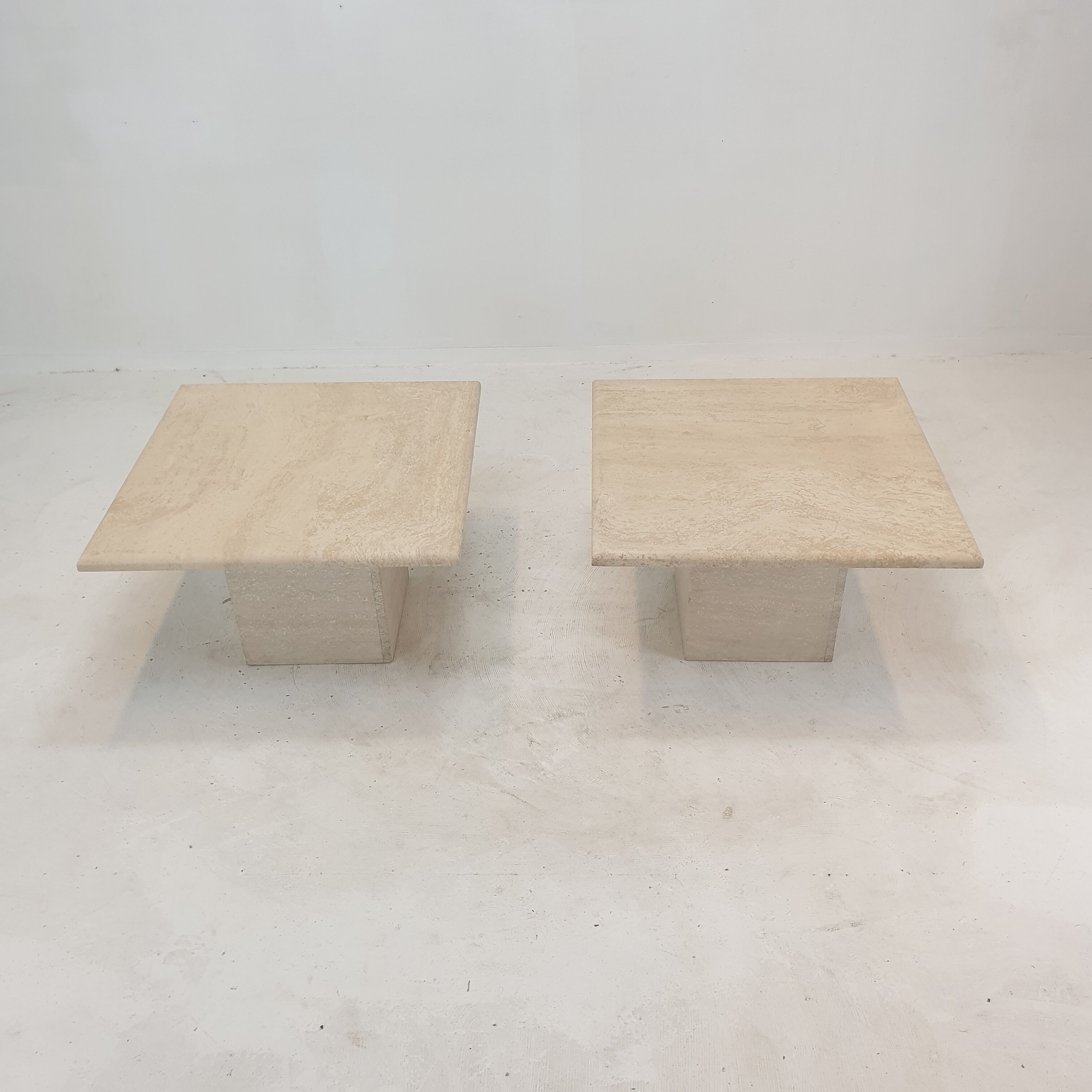 Set of 2 Italian Travertine Coffee or Side Tables, 1980s
