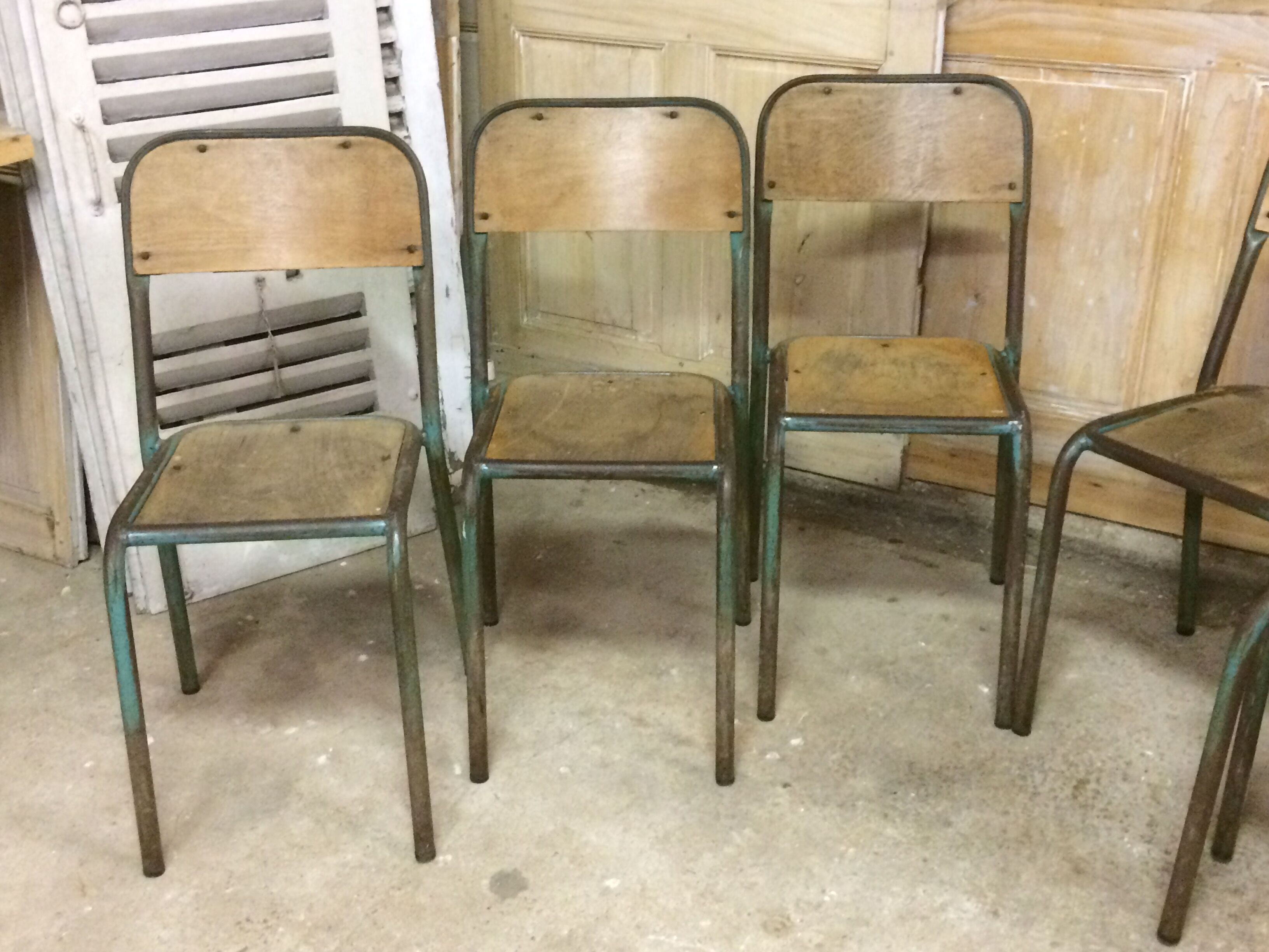Set of 6 vintage wooden & metal chairs